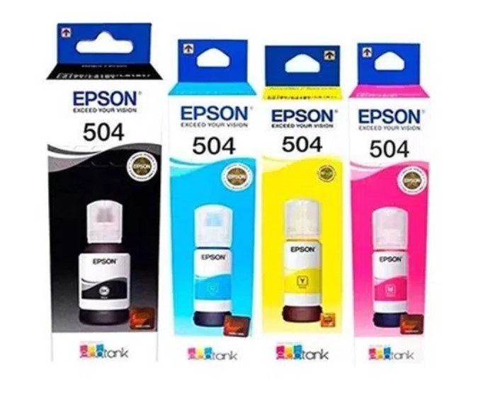 Tinta Epson T504 SET 4 COLOR MODELO: L4150 L4160 L6171